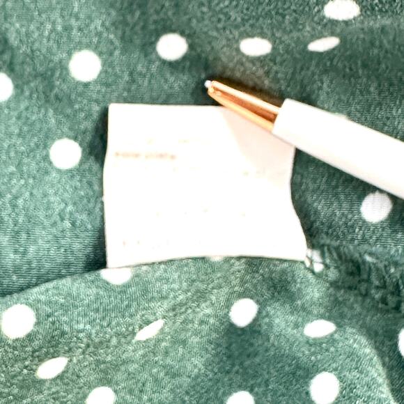 EXLURA Green White Polka Dot Maxi Skirt Medium Smocked Waist Flowy Boho Style - Picture 9 of 11